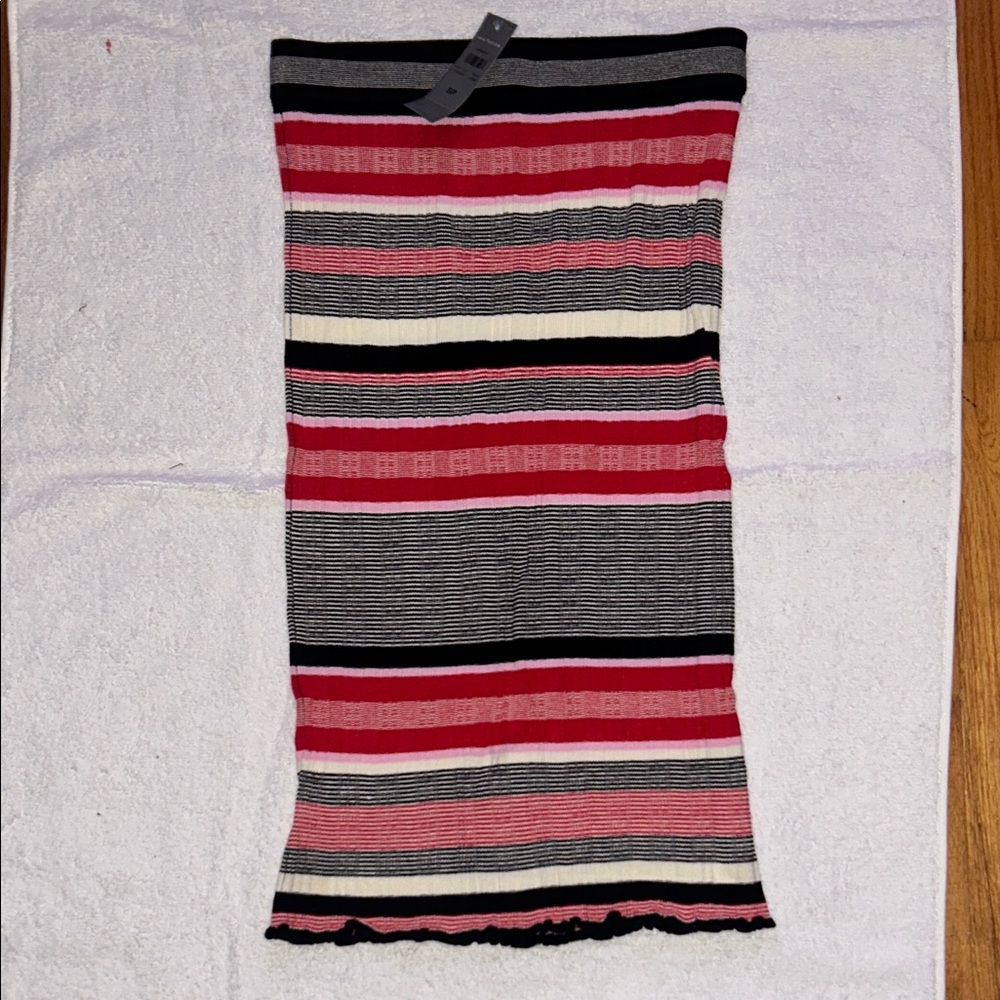 Ann Taylor Striped Pencil Skirt in Red, Black, and Cream